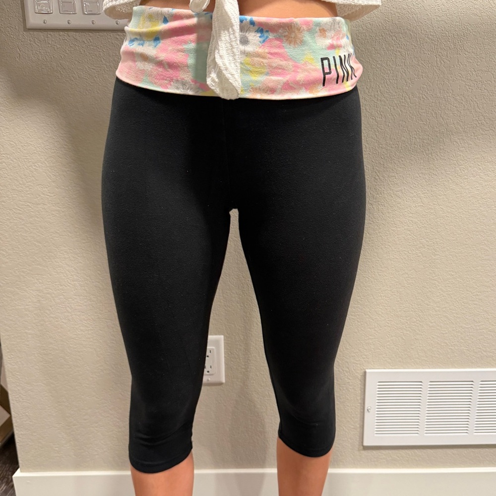 Victoria's Secret PINK Tie-Dye Yoga Leggings Black Panel
